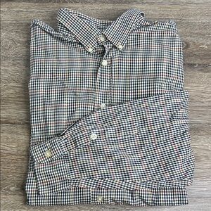 Orvis Gingham Button-Down Shirt | Navy, Cream & Burgundy | 100% Cotton Men’s XL